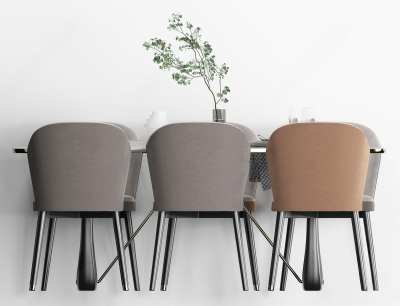 现代餐桌椅组合3D模型下载